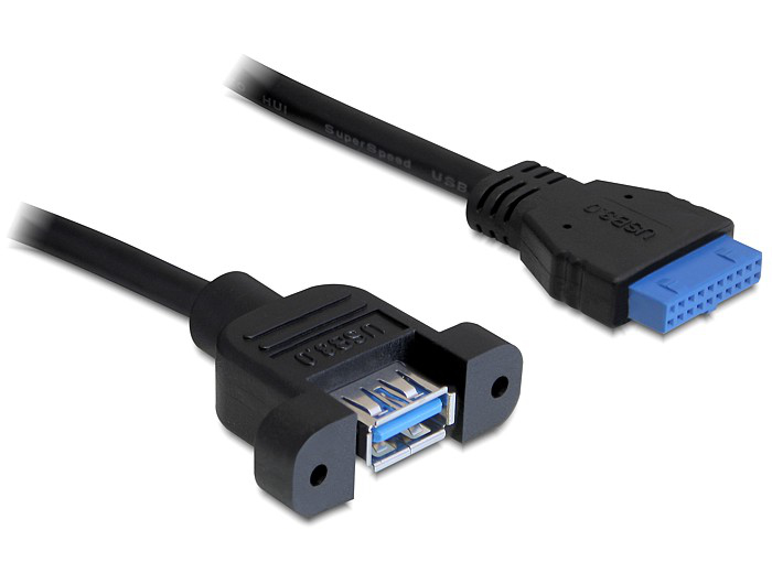 Image of DeLOCK 0.5m USB 3.0 F/F USB cable USB A IDC Black