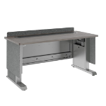 Middle Atlantic Products Forum™ Lectern, 60" Wide, Electrically Height Adjustable, Wilsonart® Asian Night, Graphite Powdercoat, Charcoal Gray Felt with Schuko Power