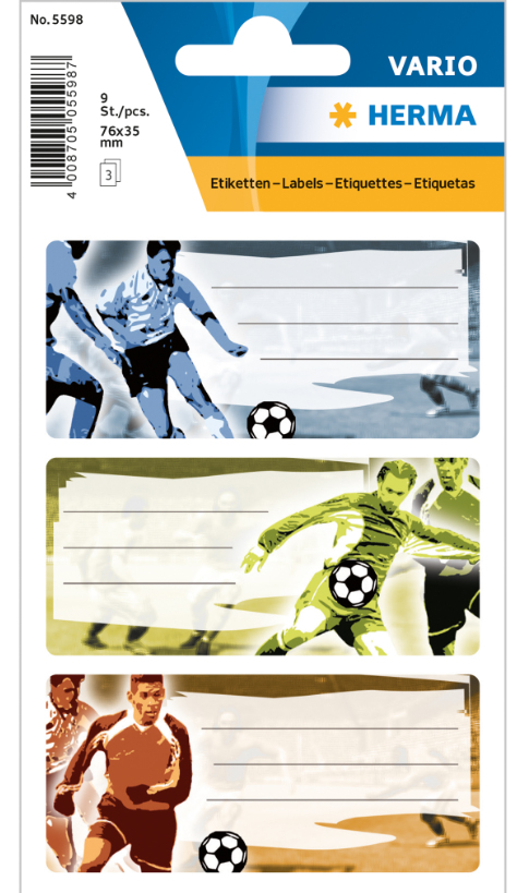 HERMA Football self-adhesive label Rectangle Permanent Multicolour 9 pc(s)