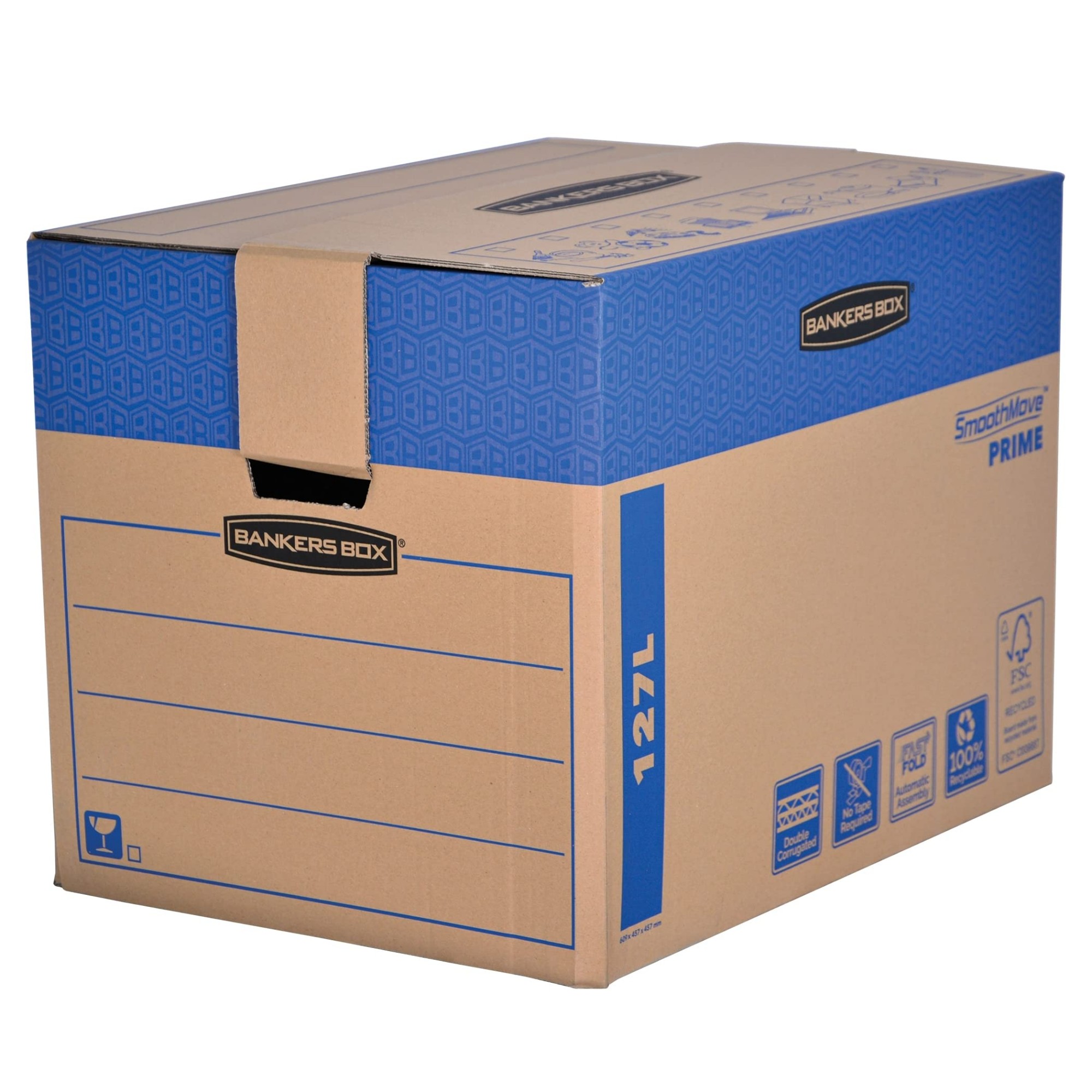 Fellowes Bankers SmoothMove Prime Box 127L XL Brown/Blue (Pack of 5) 6205401