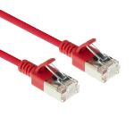 ACT Rode 2 meter LSZH U/FTP CAT6A datacenter slimline patchkabel snagless met RJ45 connectoren