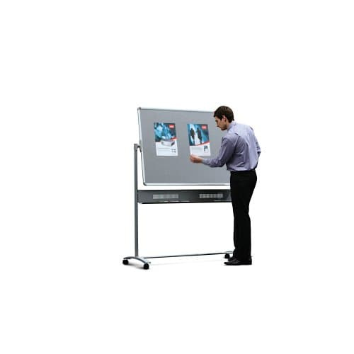Nobo Mobile Combination Board Magnetic Steel Whiteboard/Grey Felt Noticeboard Horizontal Pivot 1200x900mm