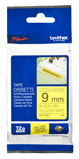 Image of Brother TZE-S621 DirectLabel black on yellow extra strong Laminat...
