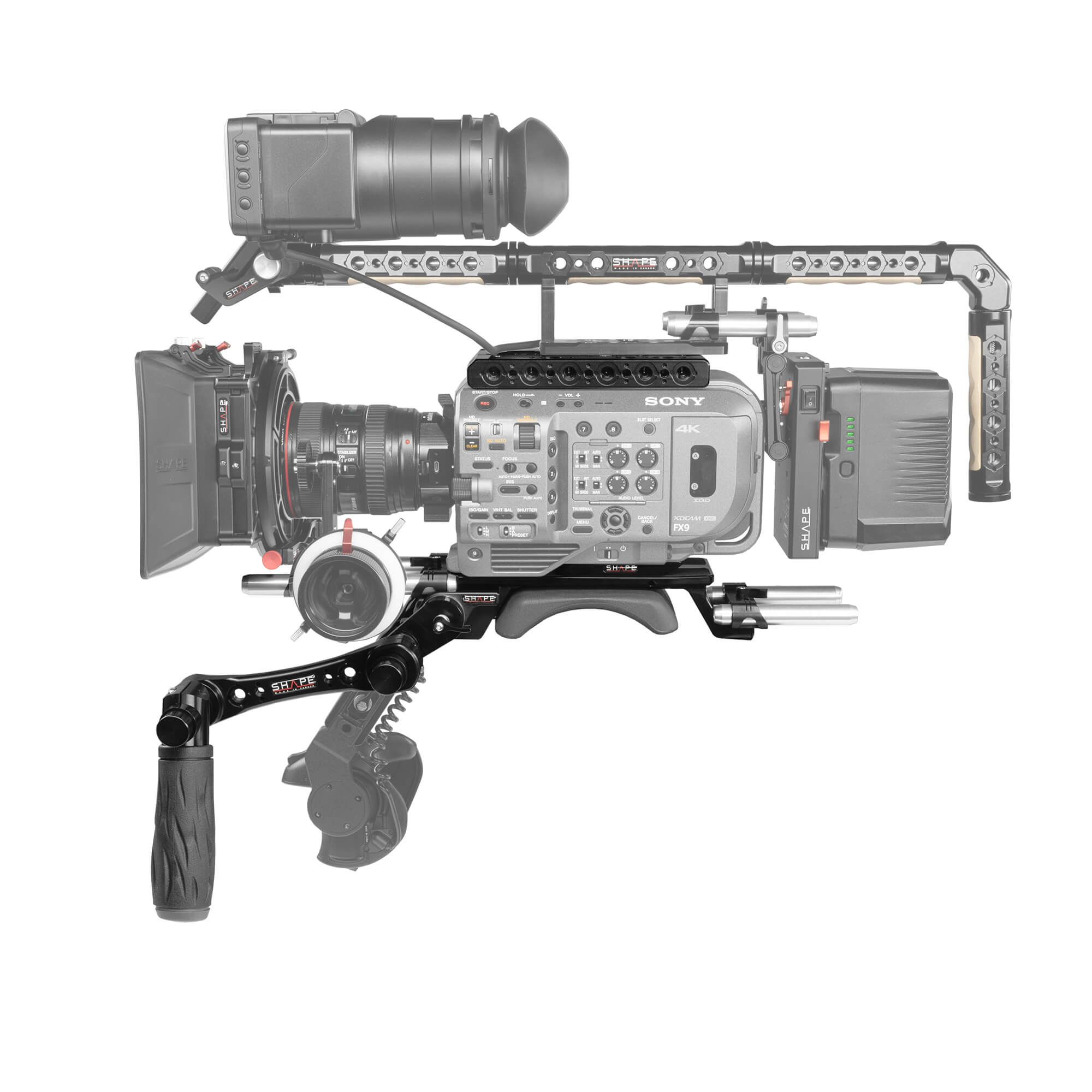 Shape Sony FX9 camera cage baseplate with handle