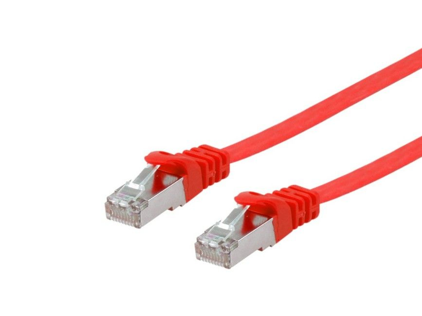 Image of Equip Cat.6A U/FTP Flat Patch Cable, 0.5m, Red
