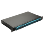 Equip 24-Port Fiber Optic Splice Box, LC Duplex, OM3, 1U, Equipped, Black