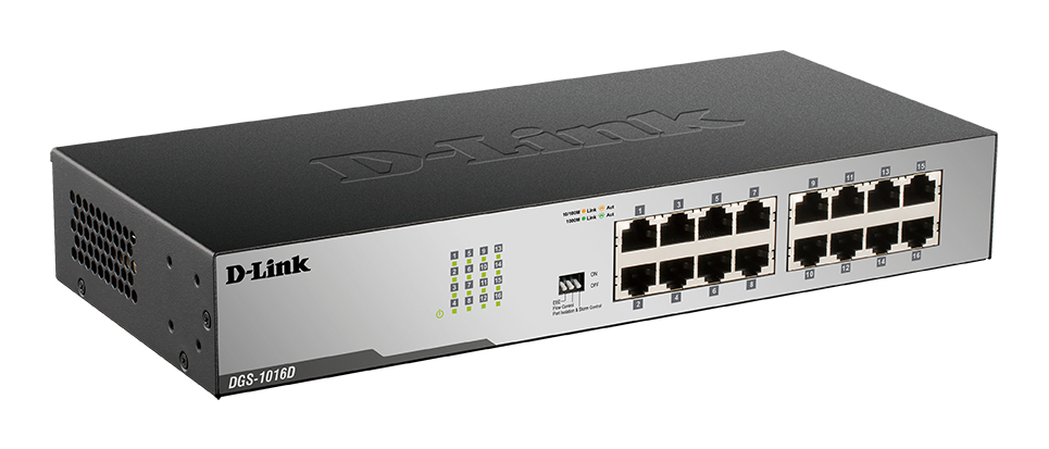 Image of D-Link DGS-1016D 16-Port Gigabit Unmanaged Desktop Switch