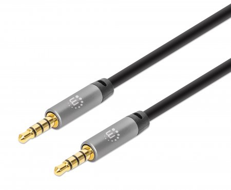 Image of Manhattan Stereo Audio 3.5mm Cable, 1m, Male/Male, Slim Design,...