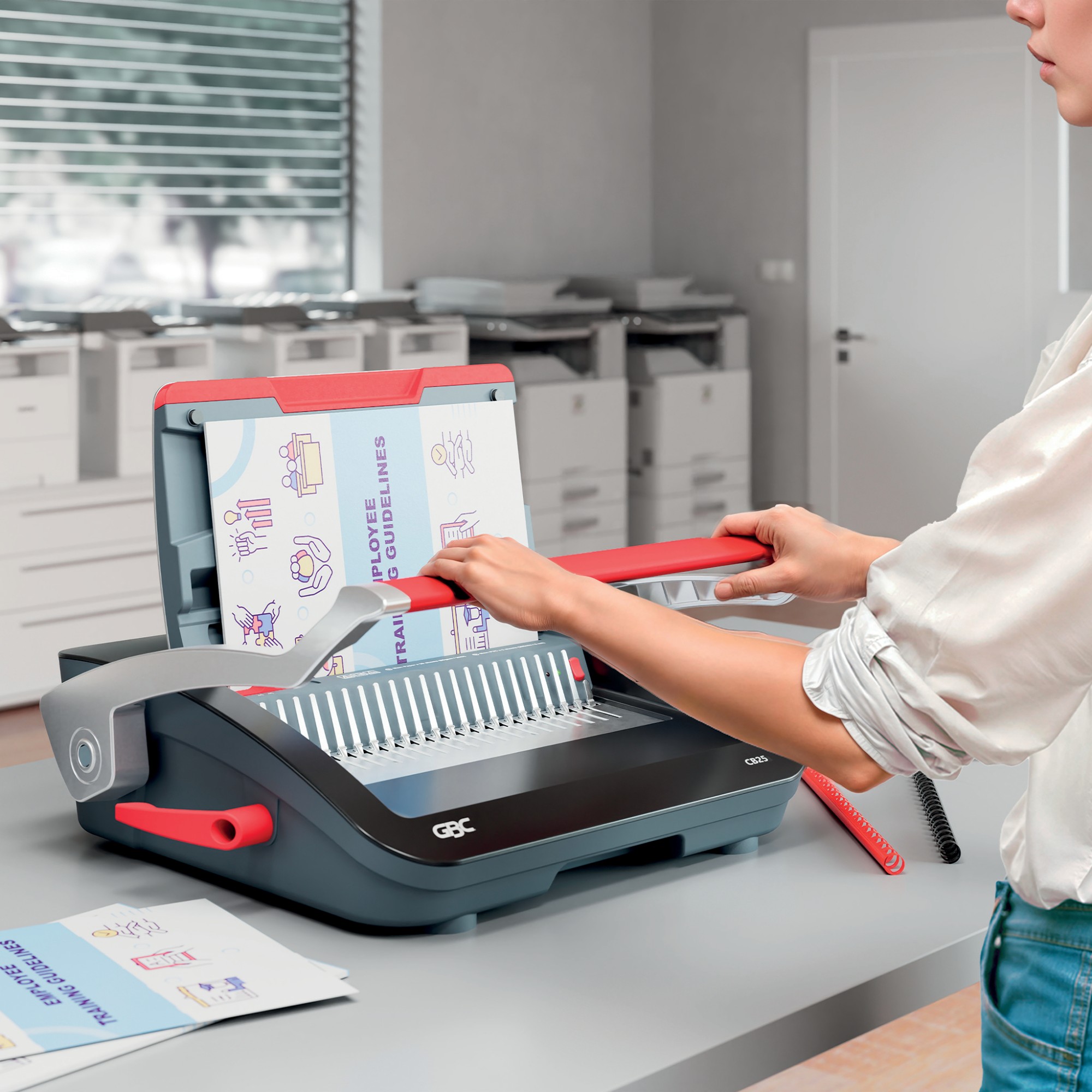 GBC CB25 Manual Comb Binding Machine Black/Red 4410063