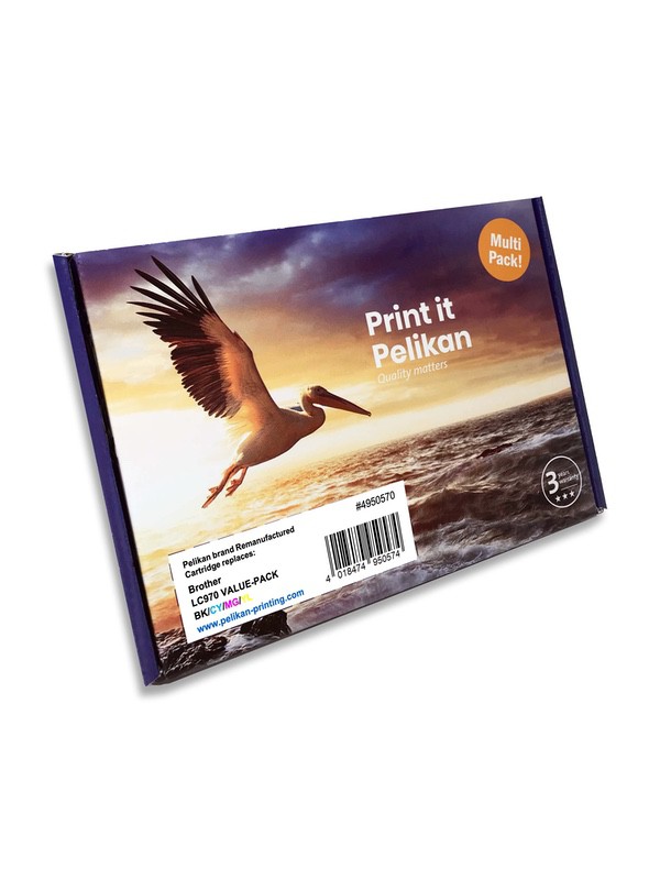 Image of Pelikan Ink Compat For Brother LC970 Val Pack B/C/M/Y Slim