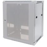 Intellinet Network Cabinet, Wall Mount (Standard), 15U, 600mm Deep, Grey, Flatpack, Max 60kg, Metal & Glass Door, Back Panel, Removeable Sides, Suitable also for use on a desk or floor, 19", Parts for wall installation not included, Three Year Warranty