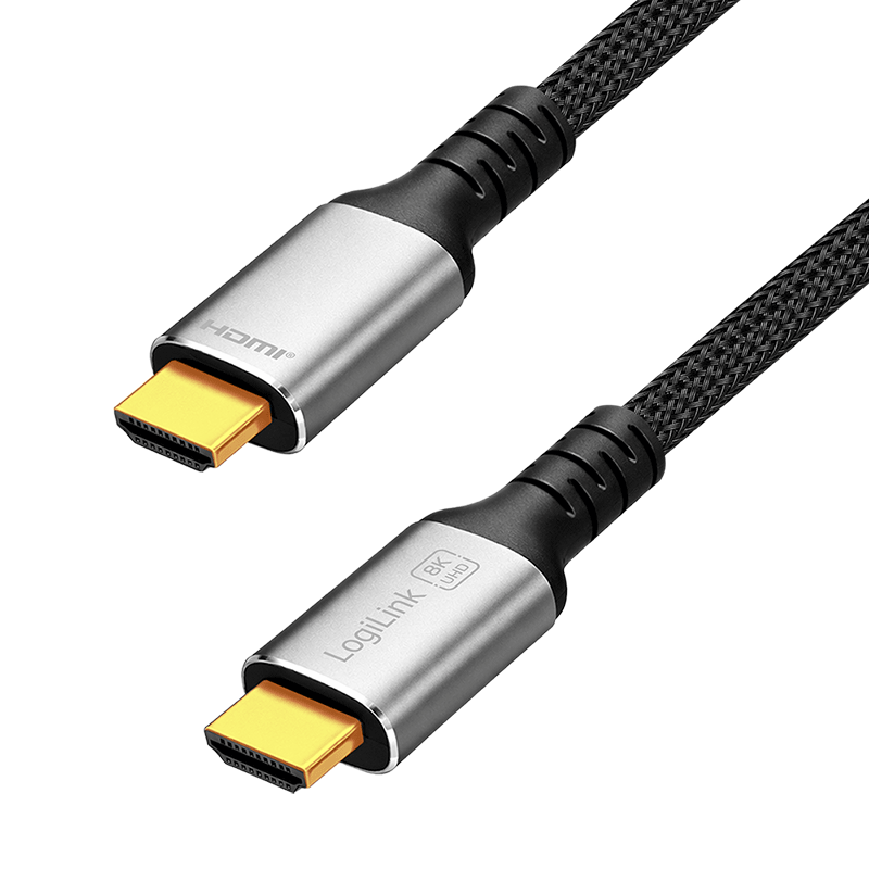 LogiLink HDMI cable. A/M to A/M. 8K/60 Hz. 48 Gbps. metal. nylon. blac
