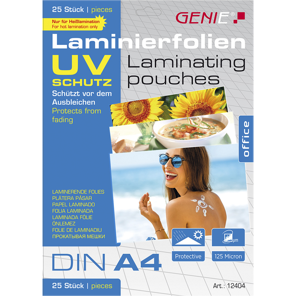 EU Product - Laminiertaschen 25 A4  Folien mit UV Schutz 125 Mic. thumbnail