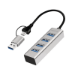 LogiLink USB 3.0 hub, 4x USB-A, 5 Gbit/s, 2-in-1 connection cable, silver