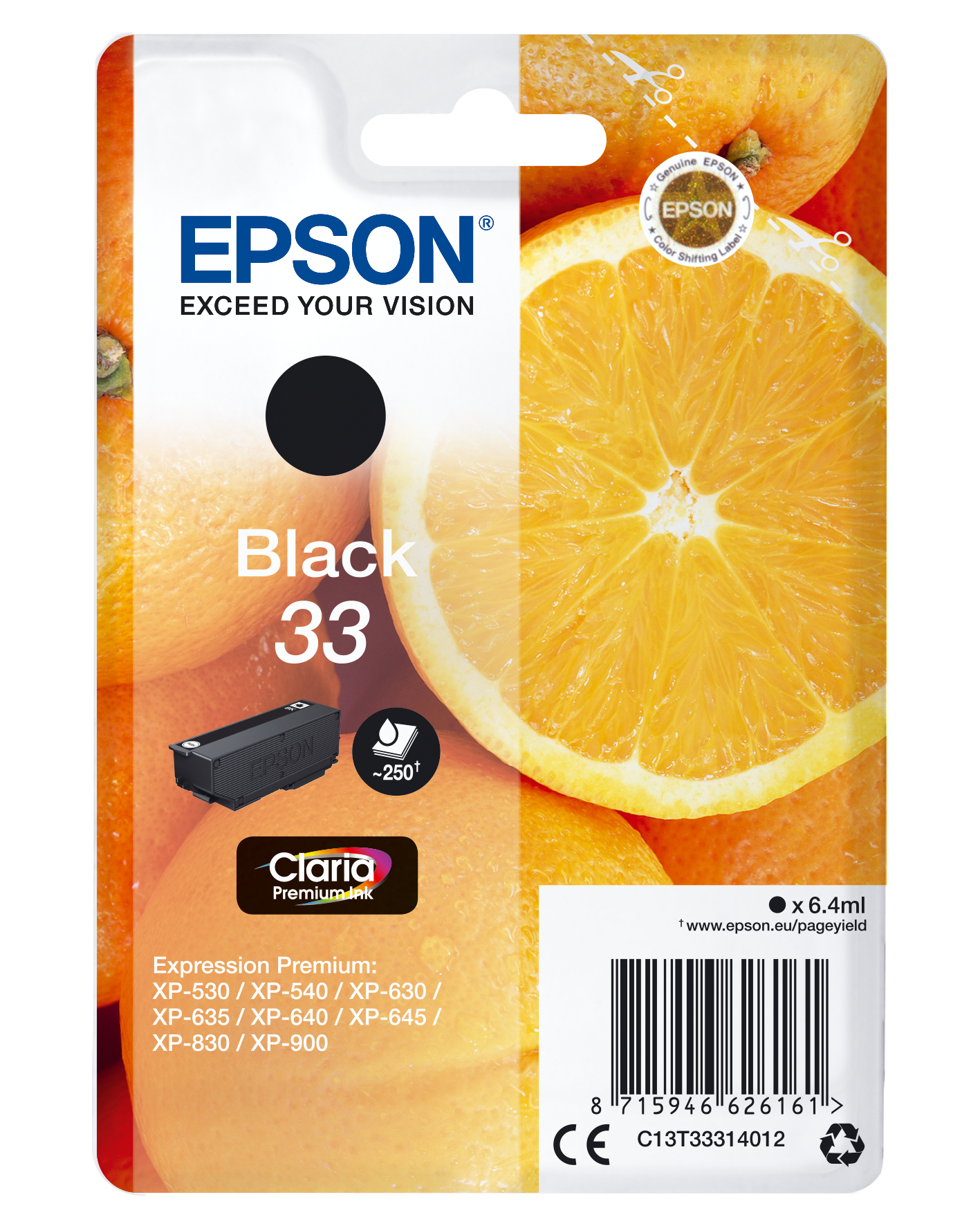 Image of Epson C13T33314012/33 Ink cartridge black, 250 pages ISO/IEC 24711...