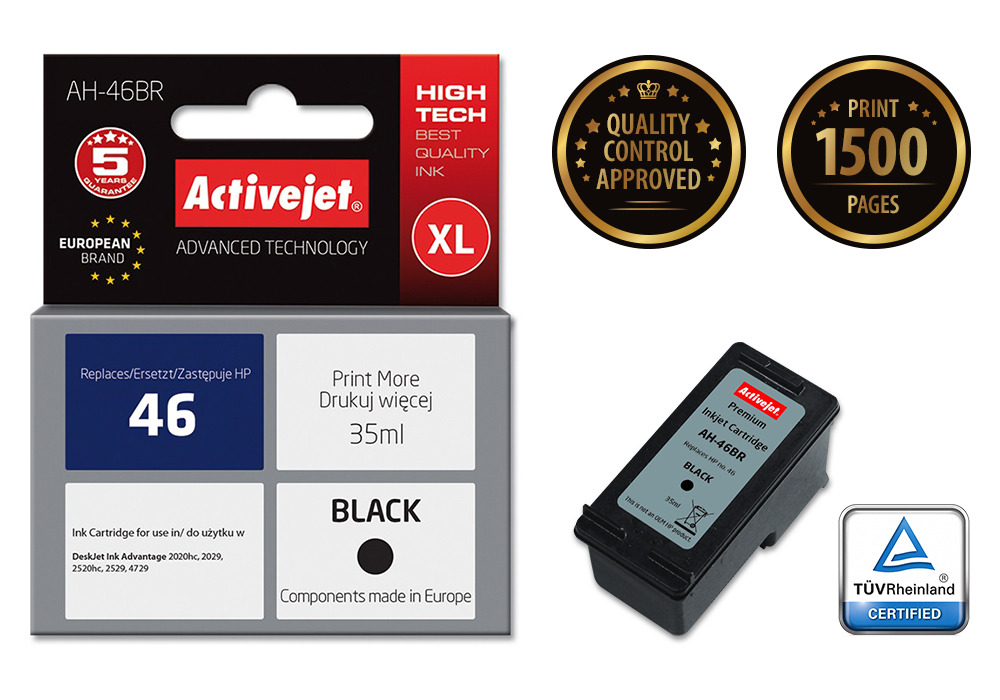 Activejet AH-46BR ink (replacement for HP 46 CZ637AA; Premium; 35 ml; black)
