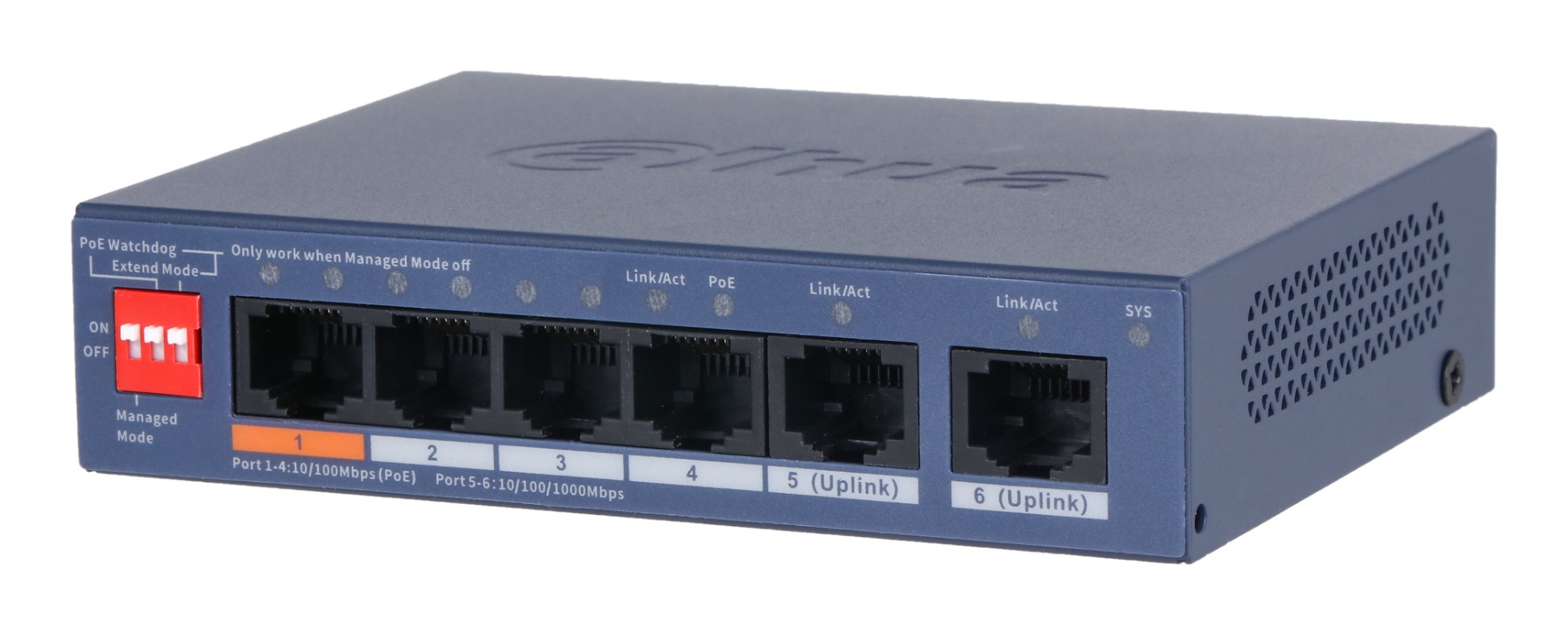 Dahua Technology CS4006-4ET2GT-60 network switch Managed L2 Gigabit Ethernet (10/100/1000) Power over Ethernet (PoE) Blue