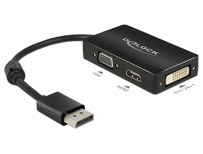 Image of DeLOCK 0.16m DisplayPort/VGA+HDMI+DVI VGA (D-Sub)+ HDMI + DVI Black