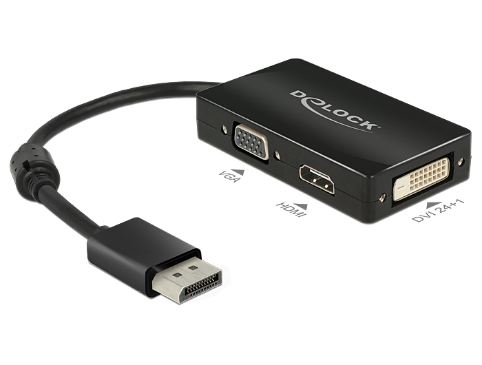 Photos - Cable (video, audio, USB) Delock 0.16m DisplayPort/VGA+HDMI+DVI VGA + HDMI + DVI Black 62656 (D-Sub)