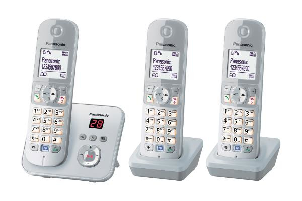 Image of Panasonic KX-TG6823 DECT telephone Caller ID Silver, White