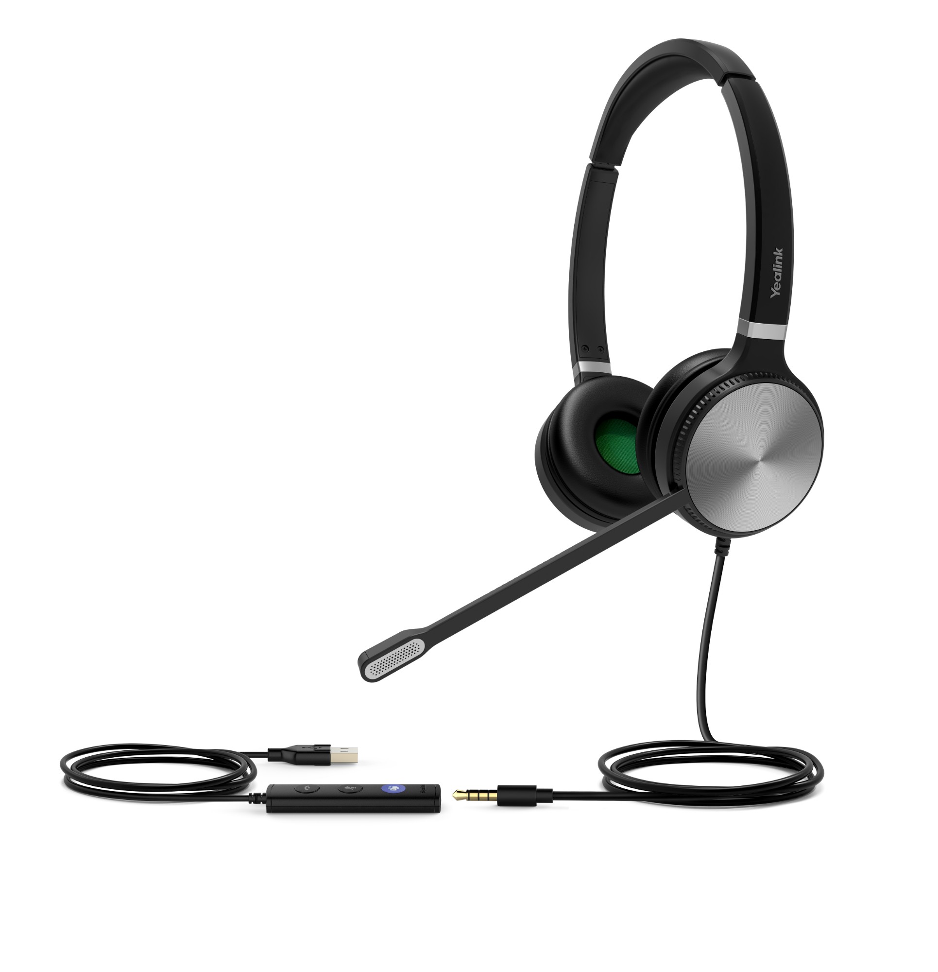 Yealink UH36 Dual Teams Headset Wired Head-band Office/Call center USB Type-A Black, Silver