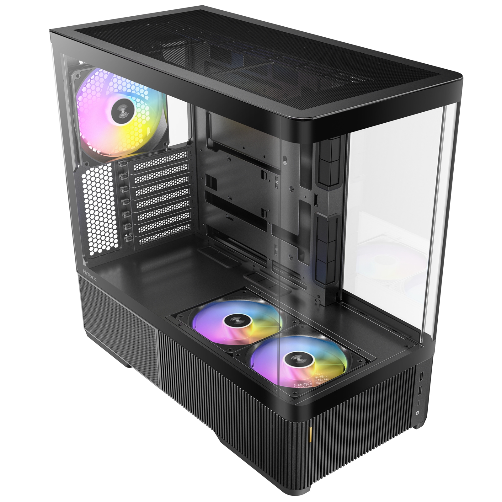 Antec Constellation C6 Curve ARGB Mid Tower Gaming PC Case, 3-Sided Curved Tempered Glass, 3 Pre-Installed ARGB PWM Fans, USB-C 10Gbps, 360mm Radiator Support, ATX/Micro-ATX/ITX, Black