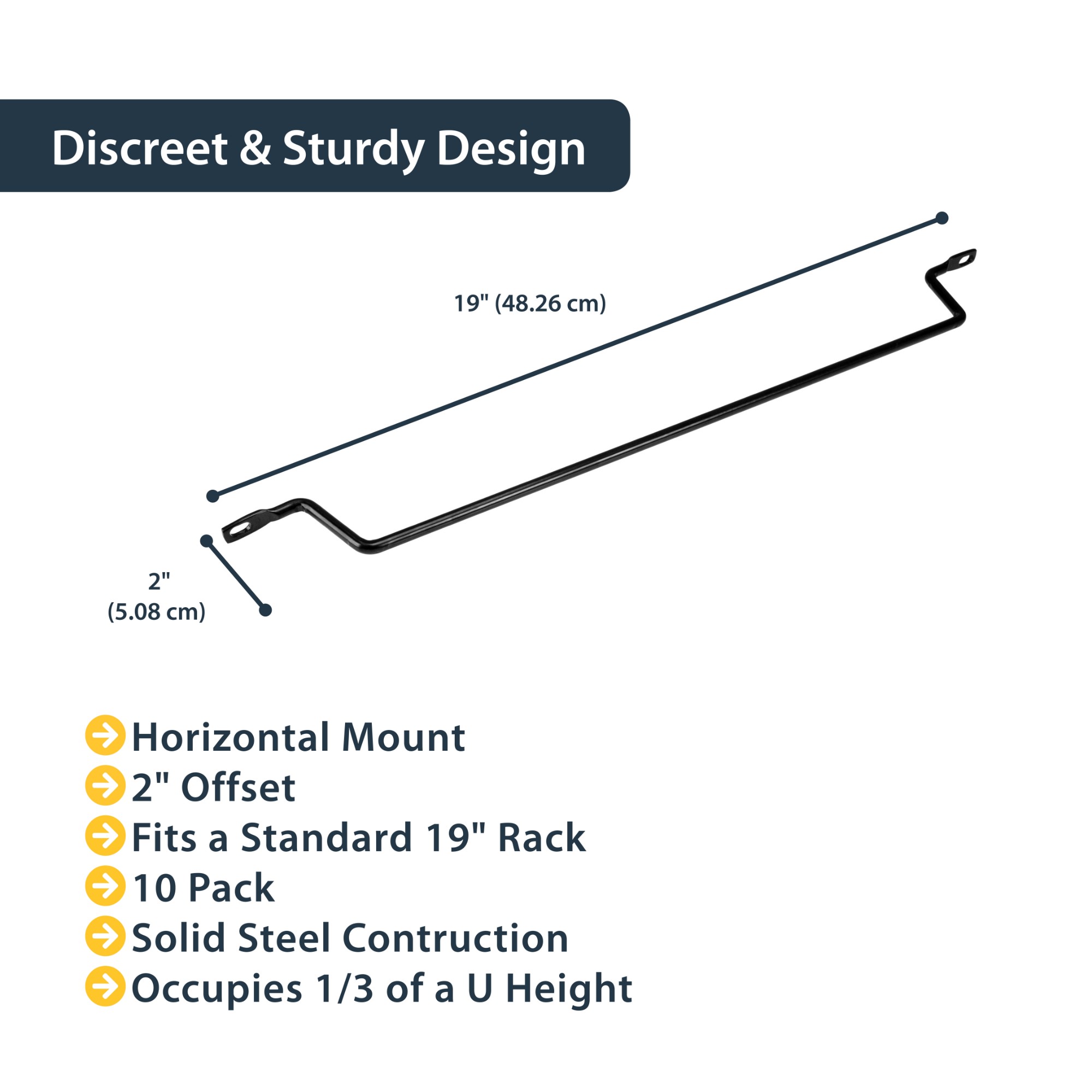 StarTech.com Horizontal Cable Lacing Bars with 2 in. Offset for Racks - 10 Pack