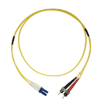 Videk 9/125 OS1/OS2 LC to ST Duplex Fibre Optic Patch Cable Yellow 0.5m