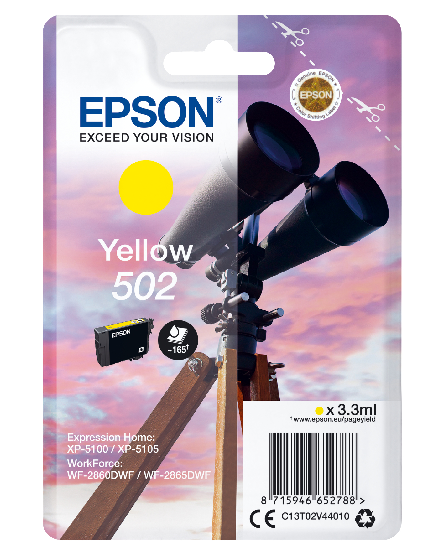 Image of Epson C13T02V44010/502 Ink cartridge yellow, 160 pages 3,3ml for...