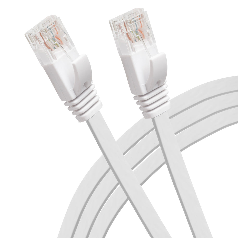 RJ45 CAT6 UTP Flat Ethernet LAN Cable - White - 10m thumbnail