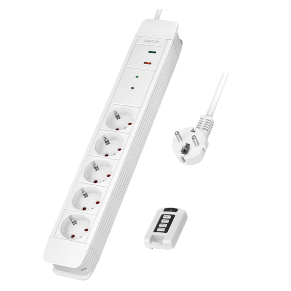 Image of LogiLink LPS402 power extension 1.5 m 5 AC outlet(s) Indoor White