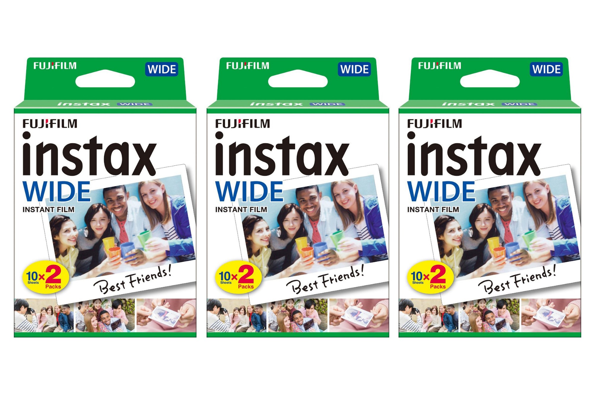 16385995 X3 FUJI Instax Wide Picture Format Instant Photo Film - White, 60 Shot Pack