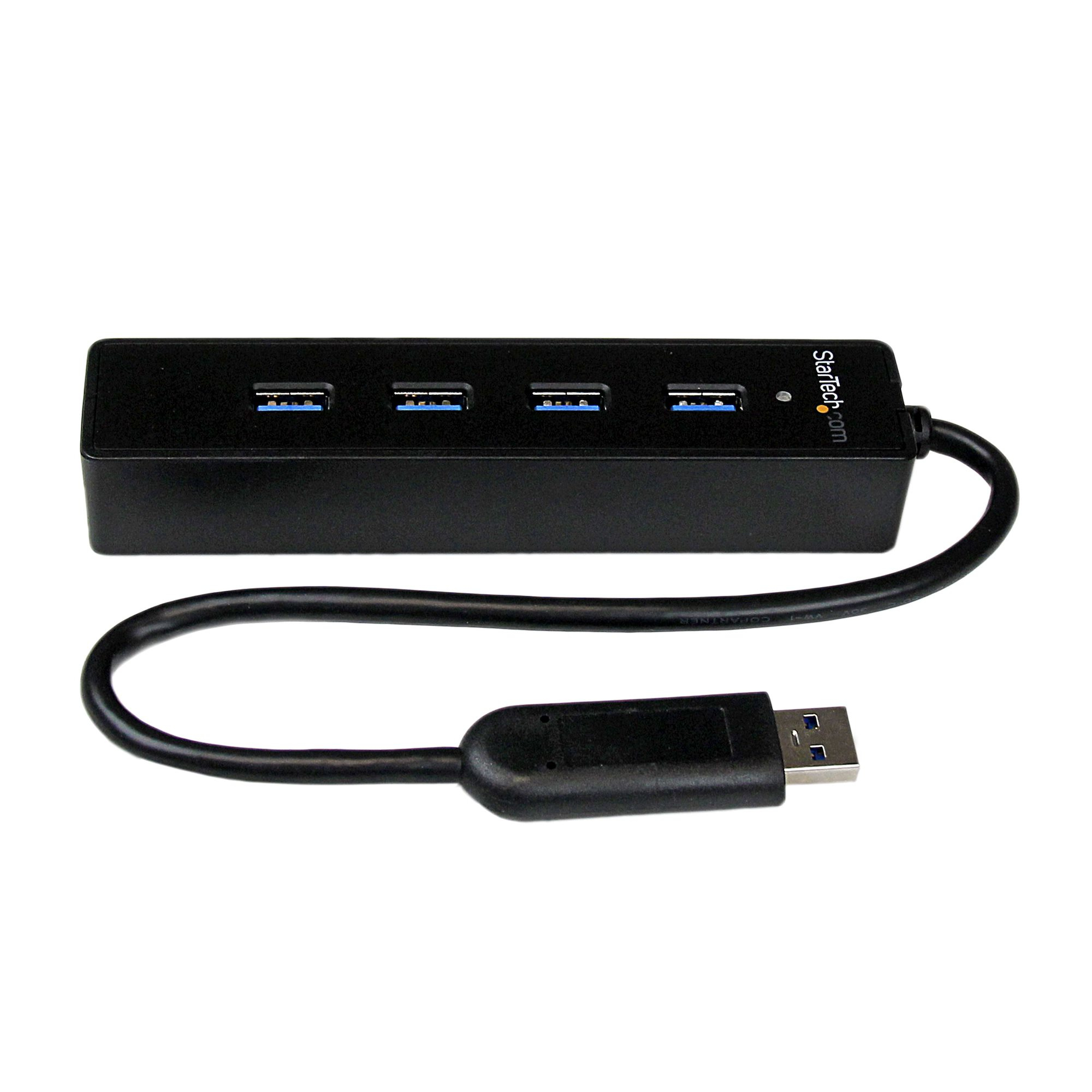 Image of StarTech.com 4 Port Portable SuperSpeed USB 3.0 Hub with Built-in...