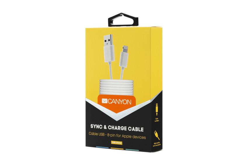 Image of Canyon LIGHTNING USB CABLE ROUND 1M WHITE