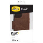 OtterBox Strada Case for iPhone 14, Shockproof, Drop proof, Premium Leather Protective Folio with Two Card Holders, 3x Tested to Military Standard, Espresso