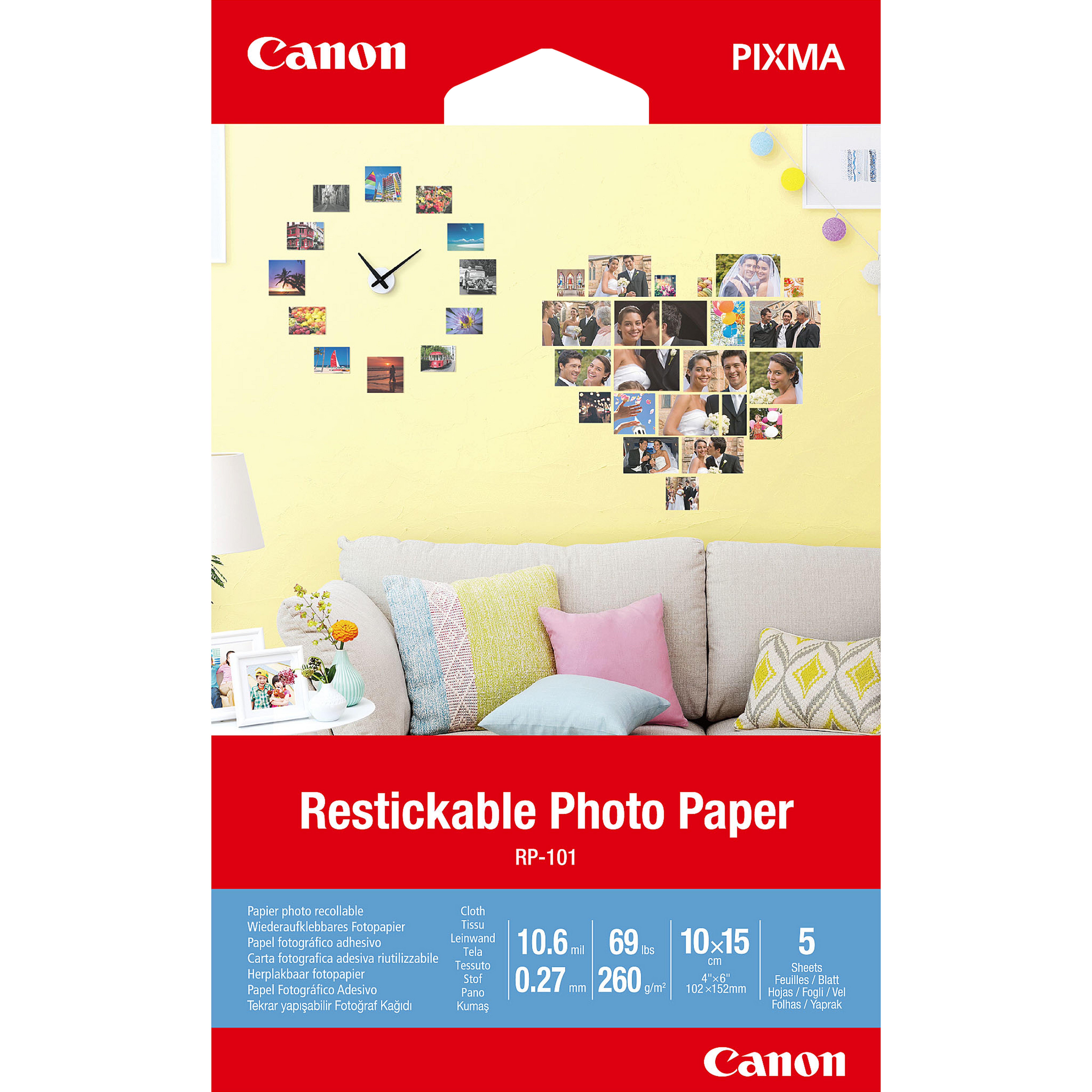 Image of Canon RP-101 Removable Photo Stickers, 4x6", 5 sheets