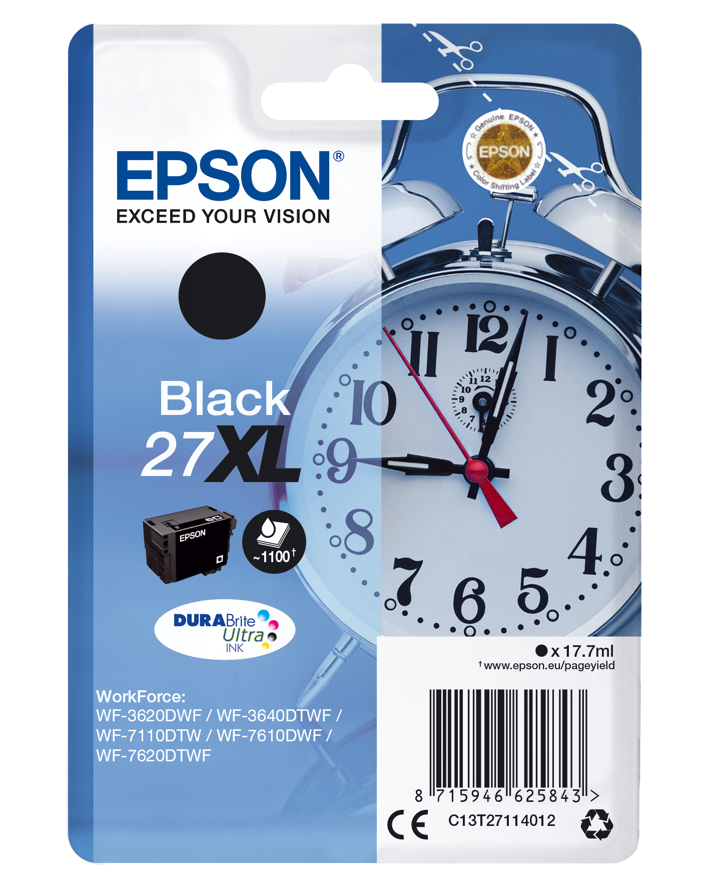 Image of Epson C13T27114012/27XL Ink cartridge black high-capacity, 1.1K...