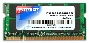 Image of Patriot Memory DDR2 2GB CL5 PC2-6400 (800MHz) SODIMM memory module