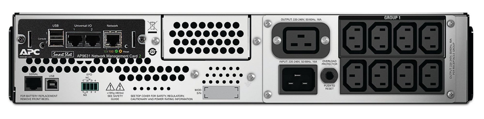 APC Smart-UPS SMT3000RMI2UNC - Emergency power supply 8x C13, 1x C19, USB, rack mountable, NMC, 3000VA