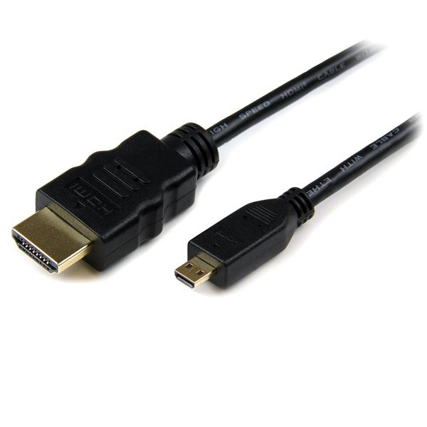 StarTech.com Cable de 1m Micro HDMI a HDMI con Ethernet - Vídeo de 4K a 30Hz - Cable Adaptador Conversor Micro HDMI Tipo D de alta velocidad a HDMI 1.4 - HDMI UHD - Macho a Macho
