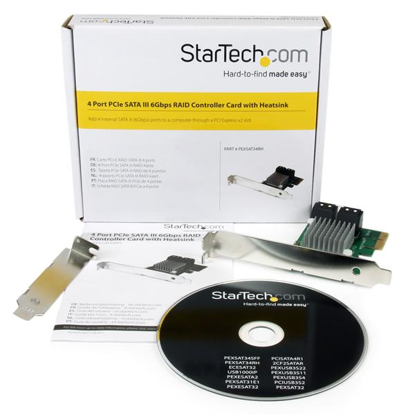 StarTech.com 4 Port PCI Express 2.0 SATA III 6Gbps RAID Controller Card with HyperDuo SSD Tiering