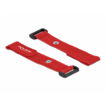 DeLOCK Hook-and-loop cable tie with Loop and Fastening Eyelet L 190 x W 25 mm red 5 pieces