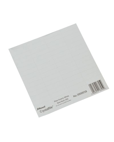 Rexel Crystalfile Flexi Tab Inserts White (Pack of 50) 3000058