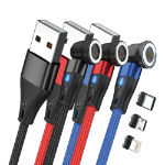 RealPower MagneticCharge3 USB-kabel 1 m USB A Zwart, Blauw, Rood