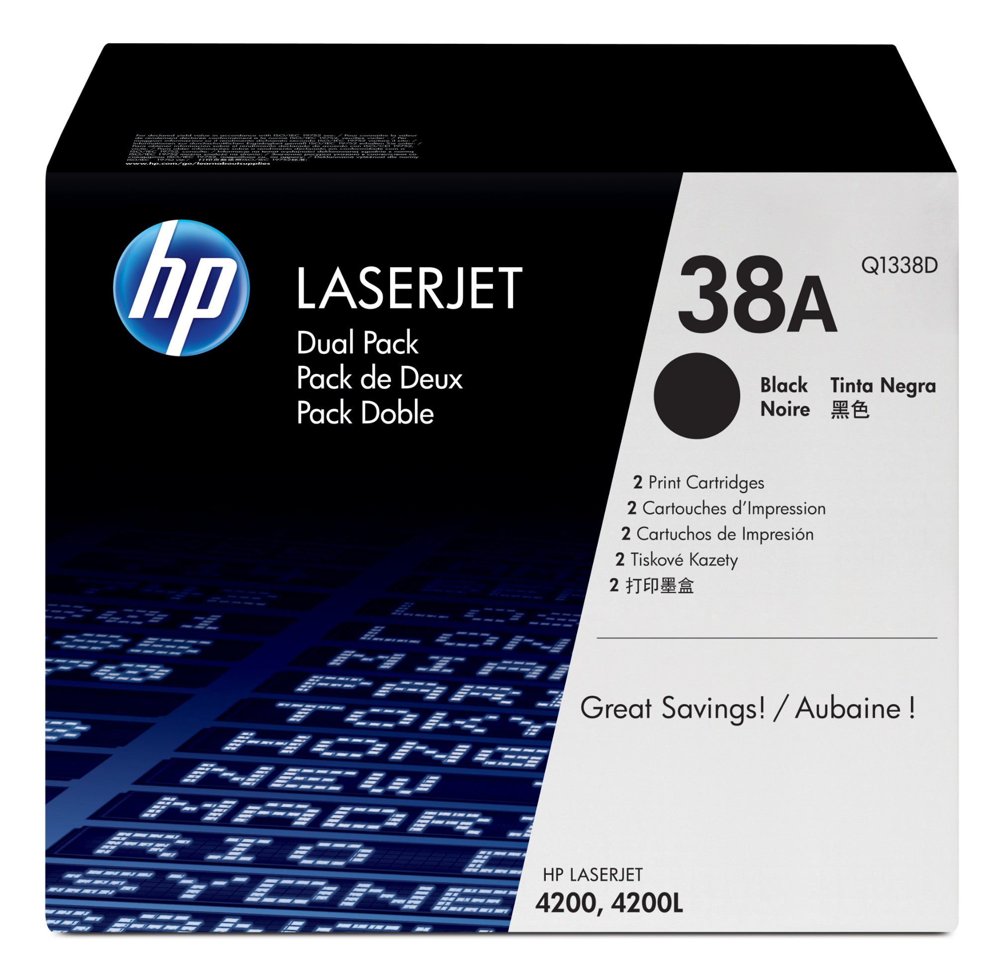 HP Q1338D/38D Toner Cartridge Black Twin pack. 2x12K pages/5% Pack=2 F