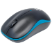 Manhattan Success Wireless Mouse, Black/Blue, 1000dpi, 2.4Ghz (up to 10m), USB, Optical, Three Button with Scroll Wheel, USB micro receiver, AA battery (included), Low friction base, Blister