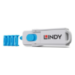 Lindy HDMI Port Blocker Kit, Blue (1x Key, 4x Locks)
