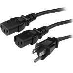 StarTech.com 10ft (3m) Computer Power Cord, NEMA 5-15P to 2x IEC 320 C13, 10A 125V, 18AWG, Black Replacement AC Power Cord, Printer Power Cord, PC Power Supply Cable, Monitor Power Cable - UL Listed