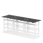Dynamic Air Back-to-Back W1400 x D600mm Height Adjustable Sit Stand 6 Person Bench Desk With Cable Ports Black Finish White Frame - HA02896 DD