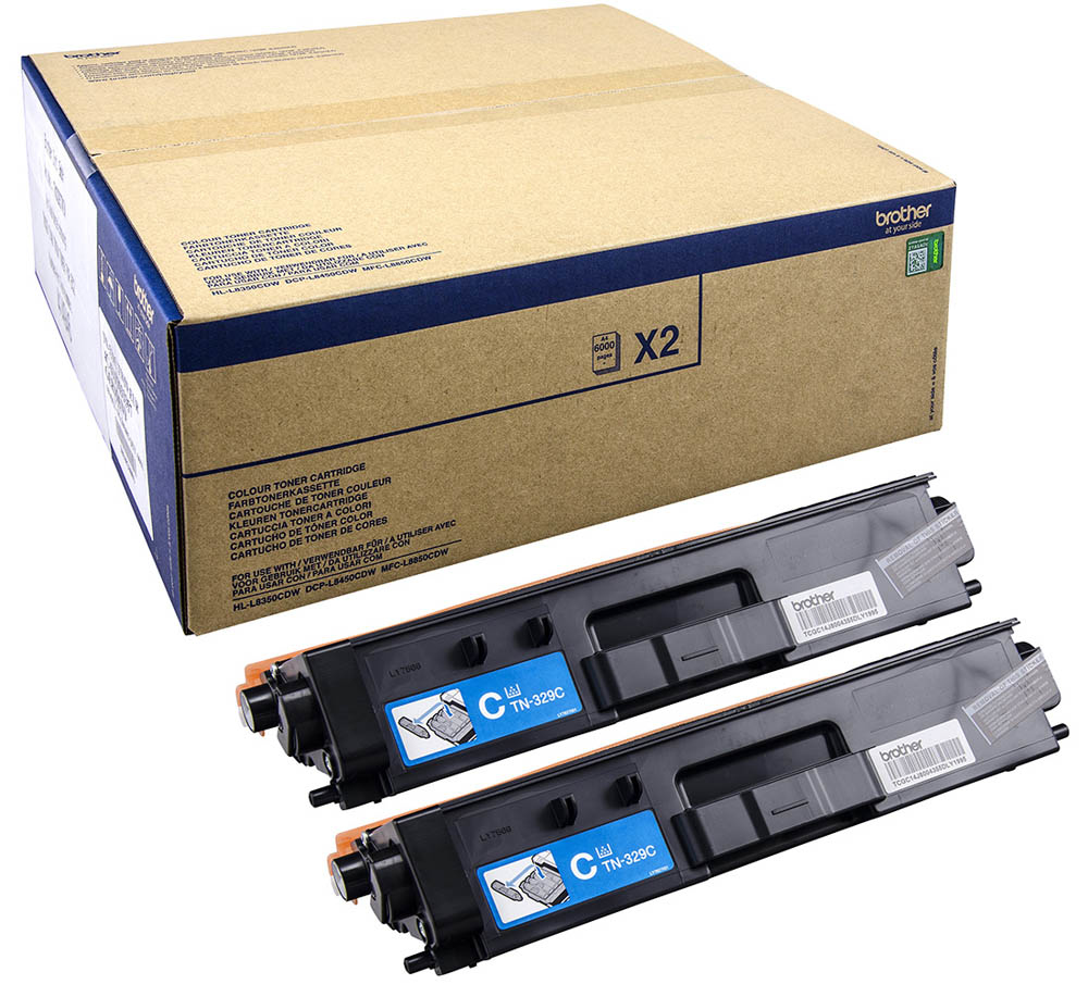 Image of Brother TN-329CTWIN Toner-kit cyan extra High-Capacity twin pack,...